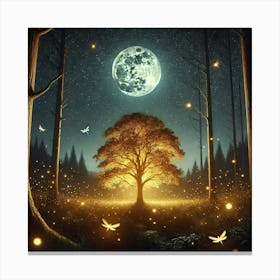 Fireflies In The Forest 1 Canvas Print