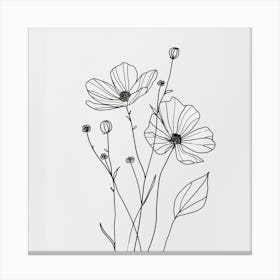 Line Drawing Of Flowers 1 Canvas Print