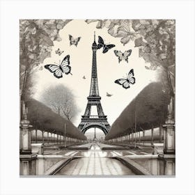 Paris With Butterflies 96 Canvas Print