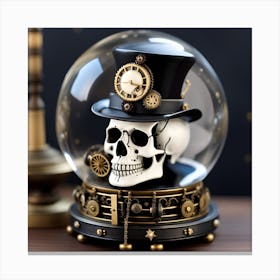 Steampunk Skull In A Snow Globe Canvas Print