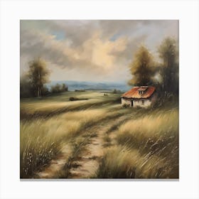 House In The Field Canvas Print