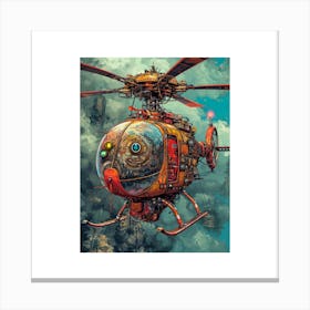 Retro Steampunk Helicopter 2 Canvas Print