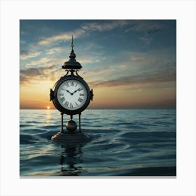 Clock In The Ocean Canvas Print