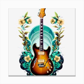 Electric Guitar With Flowers 3 Canvas Print