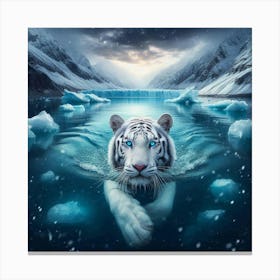 White Tiger In Water 1 Canvas Print