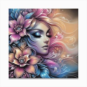 Girl With Flowers 19 Canvas Print