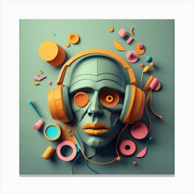 3d Skull With Headphones 2 Canvas Print