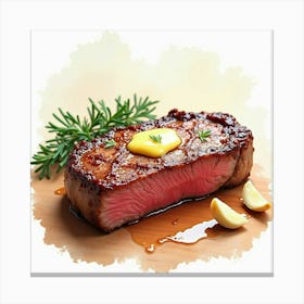 Steak With Butter And Garlic Canvas Print