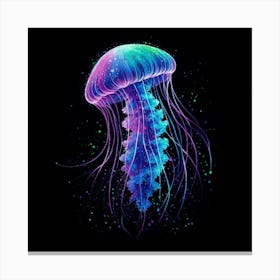 "Electric Jellyfish Dance in the Midnight Sea Canvas Print