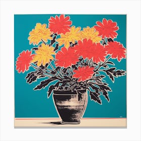 Chrysanthemum 1 Pop Art Illustration Square Canvas Print