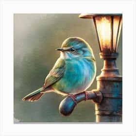 Bird On Lamppost 1 Canvas Print