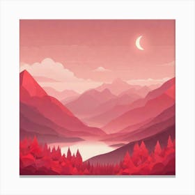 Misty mountains background in red tone 96 Canvas Print