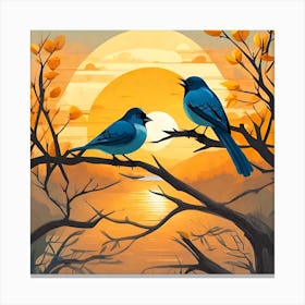 Birds Singing At Sunset Canvas Print