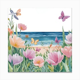 Flowers On The Beach 1 Canvas Print