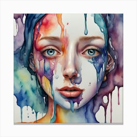 Watercolor Of A Girl 3 Canvas Print