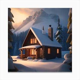 Cabin In The Snow 1 Canvas Print