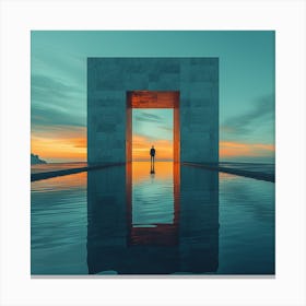 Man Standing In The Water At Sunset - abstract art, abstract painting  city wall art, colorful wall art, home decor, minimal art, modern wall art, wall art, wall decoration, wall print colourful wall art, decor wall art, digital art, digital art download, interior wall art, downloadable art, eclectic wall, fantasy wall art, home decoration, home decor wall, printable art, printable wall art, wall art prints, artistic expression, contemporary, modern art print, Canvas Print
