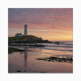 Sunrise At The Lighthouse Canvas Print