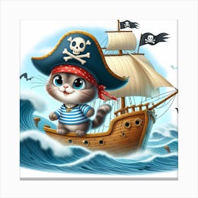 Pirate Cat On A Pirate Ship 1 Canvas Print