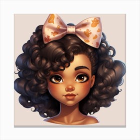 Afro Girl with bow in hair Canvas Print