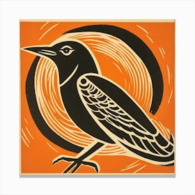 Retro Bird Lithograph Robin 1 Canvas Print