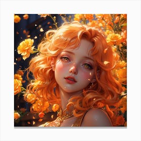 Orange Flower Girl Canvas Print