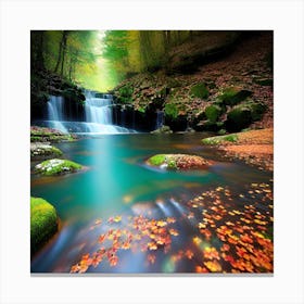 Waterfall In The Forest 25 Canvas Print