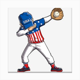 Dabbing Baseball Player 4th Of July Usa American Flag Boys Canvas Print