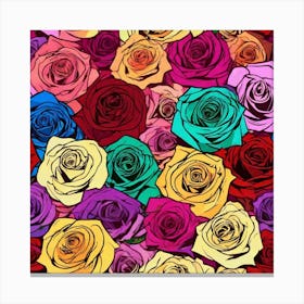 Roses Seamless Pattern 7 Canvas Print