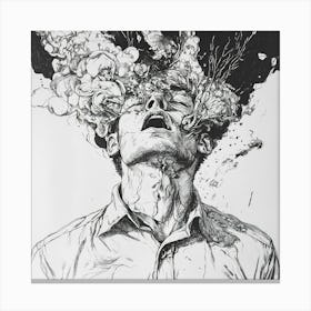 Man With Head Full Of Smoke Canvas Print