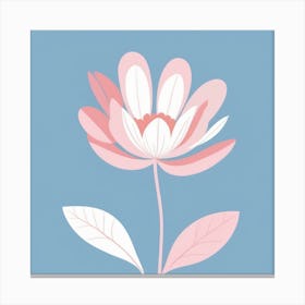 A White And Pink Flower In Minimalist Style Square Composition 516 Canvas Print