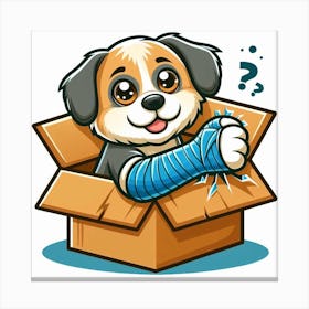 Dog In A Box Question Mark Canvas Print