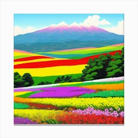 Japanese Flower Field Canvas Print