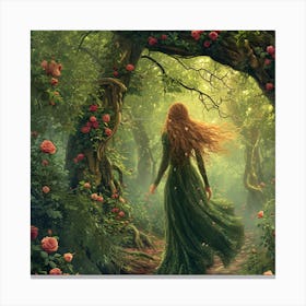 Nordic Woman Surrounded By Nature Canvas Print