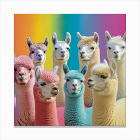 Rainbow Pastel Alpacas 1 Canvas Print