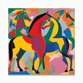Horses Of The Rainbow Matisse Style Canvas Print