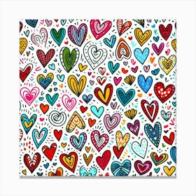 Seamless Pattern Of Hearts Canvas Print