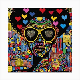 Vibrant Shades Series. Contemporary Pop Art With African Twist, 7 Canvas Print