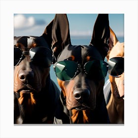 Dobermans In Sunglasses Canvas Print