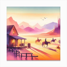 Cowboys In The Desert Canvas Print