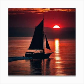 Sailboat At Sunset 5 Canvas Print