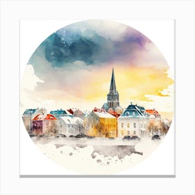 Watercolor Of A City.A fine artistic print that decorates the place. Canvas Print