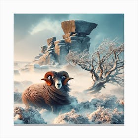 Sheep In The Snow Canvas Print