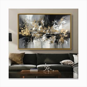 Abstract Gold And Black Painting Canvas Print