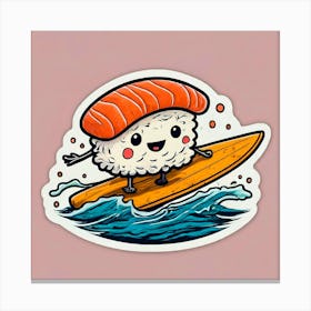 Sushi Surfboard Sticker 1 Canvas Print