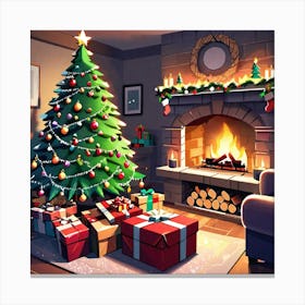 Christmas Tree In The Living Room 9 Canvas Print