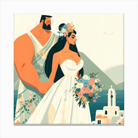 Greek Wedding Illustration Canvas Print