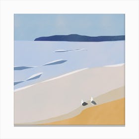 Seagulls At The Beach Square Canvas Print