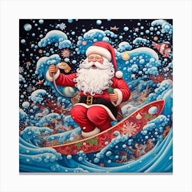 Santa Surfing 1 Canvas Print