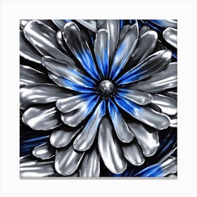 Blue And Silver Flowers Canvas Print